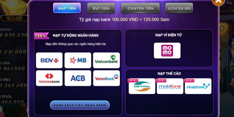 nạp tiền sam86